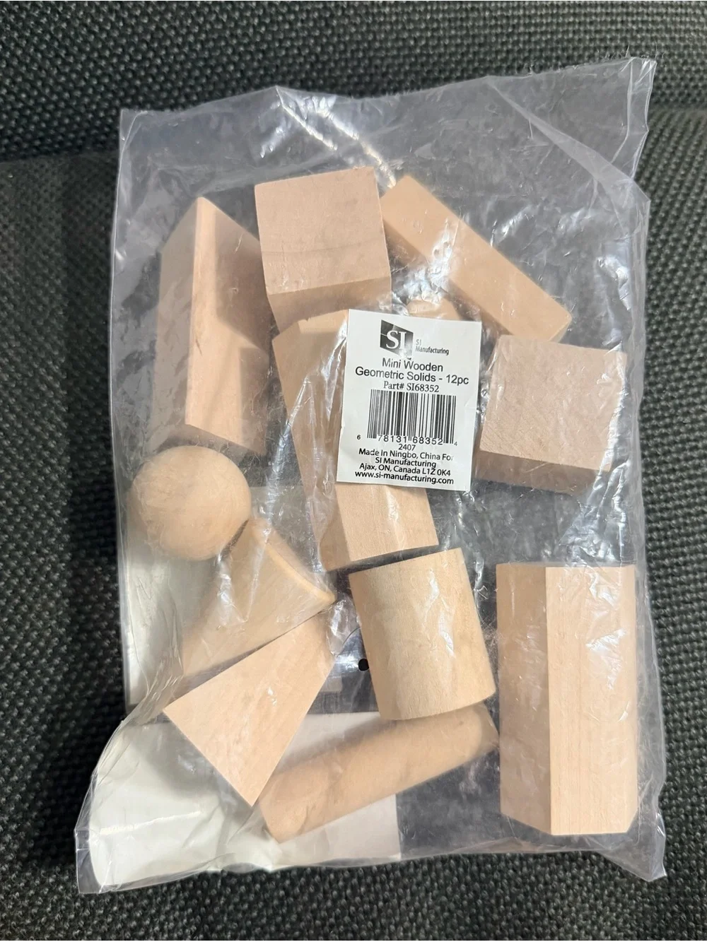 Wooden Geometric Blocks Set of 12- Natural